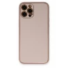 Newface Apple iPhone 12 Pro Max Kılıf Coco Deri Silikon Kapak - Pudra