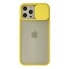 Newface Apple iPhone 12 Pro Max Kılıf Palm Buzlu Kamera Sürgülü Silikon - Sarı