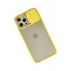 Newface Apple iPhone 12 Pro Max Kılıf Palm Buzlu Kamera Sürgülü Silikon - Sarı