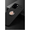 Newface Apple iPhone 12 Pro Max Kılıf Range Yüzüklü Silikon - Siyah-Gold