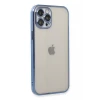 Newface Apple iPhone 12 Pro Max Kılıf Razer Lensli Silikon - Açık Mavi