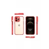 Newface Apple iPhone 13 Pro Kılıf Miami Şeffaf Silikon - Kırmızı