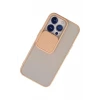 Newface Apple iPhone 13 Pro Kılıf Palm Buzlu Kamera Sürgülü Silikon - Pembe
