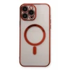 Newface Apple iPhone 13 Pro Max Kılıf Magneticsafe Lazer Silikon - Kırmızı