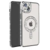Newface Apple iPhone 14 Kılıf Joke Simli Magneticsafe Kılıf - Gümüş