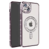 Newface Apple iPhone 14 Kılıf Joke Simli Magneticsafe Kılıf - Pembe