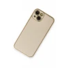 Newface Apple iPhone 14 Plus Kılıf Coco Deri Silikon Kapak - Gold