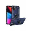 Newface Apple iPhone 14 Plus Kılıf Sofya Yüzüklü Silikon Kapak - Lacivert