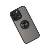 Newface Apple iPhone 14 Pro Kılıf Montreal Yüzüklü Silikon Kapak - Siyah