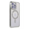 Newface Apple iPhone 14 Pro Max Kılıf Joke Simli Magneticsafe Kılıf - Gümüş