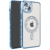 Newface Apple iPhone 15 Kılıf Joke Simli Magneticsafe Kılıf - Mavi
