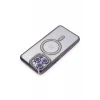 Newface Apple iPhone 15 Pro Kılıf Joke Simli Magneticsafe Kılıf - Derin Mor