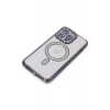 Newface Apple iPhone 15 Pro Kılıf Joke Simli Magneticsafe Kılıf - Derin Mor