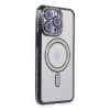 Newface Apple iPhone 15 Pro Max Kılıf Joke Simli Magneticsafe Kılıf - Siyah