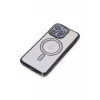Newface Apple iPhone 15 Pro Max Kılıf Joke Simli Magneticsafe Kılıf - Siyah