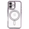 Newface Apple iPhone 16 Kılıf Joke Simli Magneticsafe Kılıf - Derin Mor