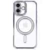 Newface Apple iPhone 16 Kılıf Joke Simli Magneticsafe Kılıf - Mavi