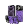 Newface Apple iPhone 16 Kılıf Joy Lens Standlı Kapak - Mor