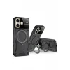 Newface Apple iPhone 16 Kılıf Joy Lens Standlı Kapak - Mor