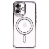 Newface Apple iPhone 16 Plus Kılıf Joke Simli Magneticsafe Kılıf - Derin Mor