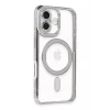 Newface Apple iPhone 16 Plus Kılıf Joke Simli Magneticsafe Kılıf - Gümüş