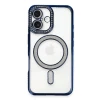 Newface Apple iPhone 16 Plus Kılıf Joke Simli Magneticsafe Kılıf - Lacivert