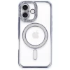 Newface Apple iPhone 16 Plus Kılıf Joke Simli Magneticsafe Kılıf - Mavi