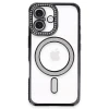 Newface Apple iPhone 16 Plus Kılıf Joke Simli Magneticsafe Kılıf - Siyah
