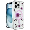 Newface Apple iPhone 16 Pro Kılıf Daisy Simli Magsafe Kapak - Mor