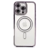 Newface Apple iPhone 16 Pro Kılıf Joke Simli Magneticsafe Kılıf - Derin Mor