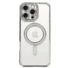 Newface Apple iPhone 16 Pro Kılıf Joke Simli Magneticsafe Kılıf - Gümüş