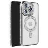 Newface Apple iPhone 16 Pro Max Kılıf Joke Simli Magneticsafe Kılıf - Gümüş