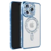 Newface Apple iPhone 16 Pro Max Kılıf Joke Simli Magneticsafe Kılıf - Mavi