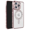Newface Apple iPhone 16 Pro Max Kılıf Joke Simli Magneticsafe Kılıf - Pembe