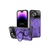 Newface Apple iPhone 16 Pro Max Kılıf Joy Lens Standlı Kapak - Mor