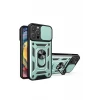 Newface Apple iPhone 16 Pro Max Kılıf Pars Lens Yüzüklü Silikon - Yeşil