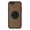 Newface Apple iPhone 6 Kılıf Montreal Yüzüklü Silikon Kapak - Siyah