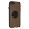 Newface Apple iPhone 6 Kılıf Montreal Yüzüklü Silikon Kapak - Siyah