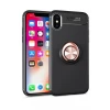 Newface Apple iPhone XS Max Kılıf Range Yüzüklü Silikon - Siyah-Gold