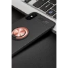 Newface Apple iPhone XS Max Kılıf Range Yüzüklü Silikon - Siyah-Gold