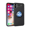 Newface Apple iPhone XS Max Kılıf Range Yüzüklü Silikon - Siyah-Mavi
