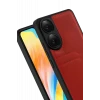 Newface Oppo A38 Sara Kartvizitli Deri Kılıf - Kırmızı