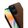 Newface Oppo A38 Sara Kartvizitli Deri Kılıf - Taba