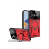 Newface Realme C55 Kılıf Joy Lens Standlı Kapak - Kırmızı