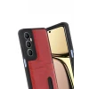 Newface Realme C65 Sara Kartvizitli Deri Kılıf - Kırmızı