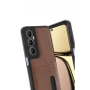 Newface Realme C65 Sara Kartvizitli Deri Kılıf - Taba