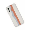 Newface Samsung Galaxy A03S Kılıf Ebruli Lansman Silikon - Beyaz-Turuncu
