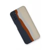 Newface Samsung Galaxy A03S Kılıf Ebruli Lansman Silikon - Lacivert-Krem