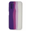 Newface Samsung Galaxy A03S Kılıf Ebruli Lansman Silikon - Mor-Beyaz