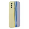 Newface Samsung Galaxy A03S Kılıf Ebruli Lansman Silikon - Sarı-Lila